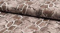 Luxury Realistic Leather Snakeskin Fabric Material - BROWN